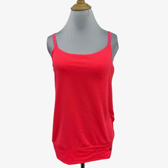 Under Armour Tank Top Womens Small Neon Pink Padded Cutout Back Adjustable Strap - Picture 1 of 15